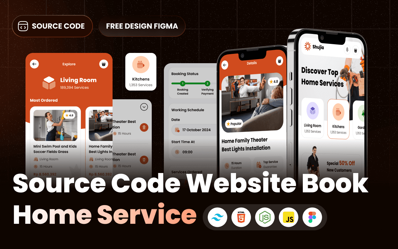 Source Code: HTML, Tailwind CSS & Figma Web Home Service Thumbnail