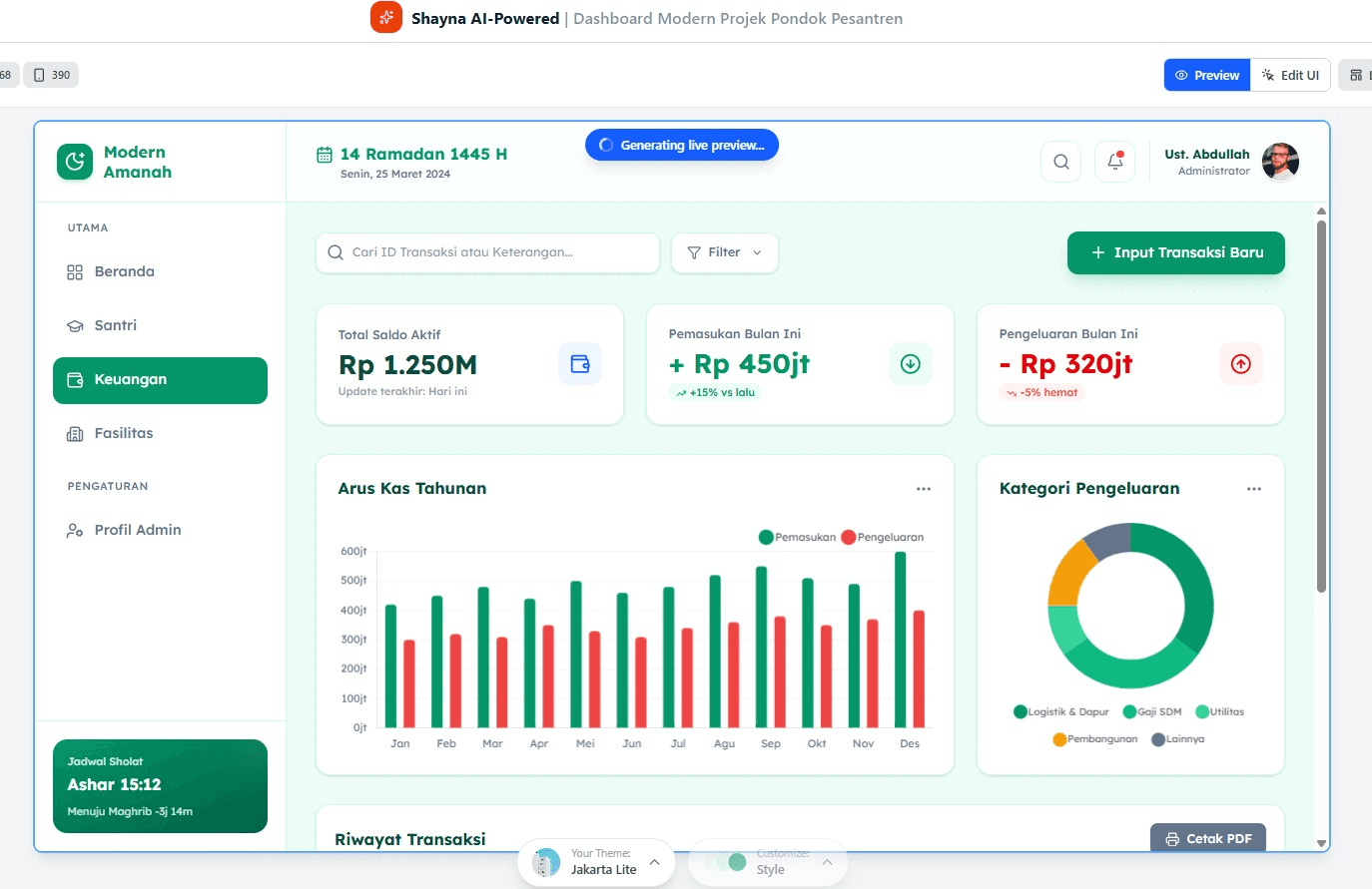 Tutorial: Modern Dashboard Vibe Coding - Islamic School Project with Shayna AI Thumbnail