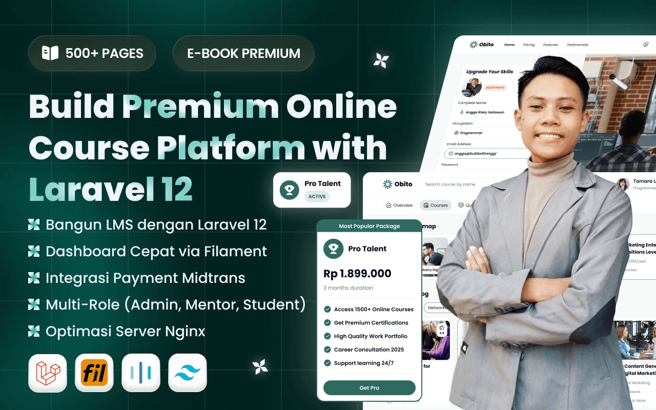 Ebook: Laravel 12, Midtrans, Filament - Web Online Course Thumbnail